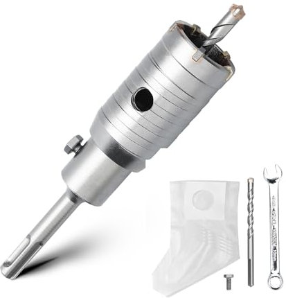 38 mm hollow drill bit set with SDS plus adapter 110 mm and pilot drill 8 x 110 mm, drill bit socket for masonry and concrete