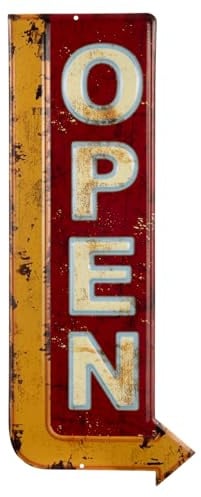 Moritz Blechschild 20 x 50 cm Open Pfeil Offen geöffnet Deko Metallschild Retro Vintage Retro Sprüche lustig