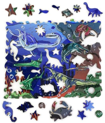 Ulanik Puzzle Wasser Dinosaurier, Spiele ab 3 Jahren, Holz Puzzle ab 3 Jahre, Jigsaw Puzzle, Lernspiele ab 3 Jahre, Vorschule Spiele für Kleinkinder — 67 Teile
