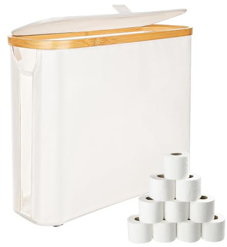 Panier de rangement pour papier toilette avec couvercle, rangement étanche pour papier toilette de salle de bain pour 9 à 12 rouleaux de papier toilette