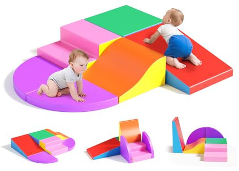 Lischwert Kinder Schaumstoff bausteine 6 Grossbausteine Schaumstoffbausteine Bauklötze Riesenbausteine Schloss-Set, Mehrfarbig (HMJM-Multi-Colored)