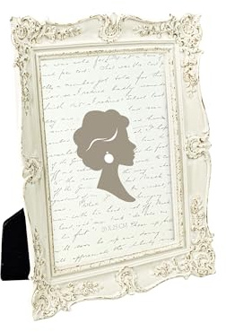 Tone Link. Vintage-Bilderrahmen, 20,3 x 25,4 cm, luxuriöser antiker Bilderrahmen mit Glasfront, Tisch-Wandbehang, gebrochenes Weiß