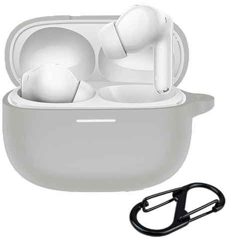 Rojeuinn Cover per Xiaomi Redmi Buds 6 Pro custodie,Protettiva in Silicone con Moschettone,Ultra Sottile Antiurto Anti-Graffio Flessibile Case -Grigio