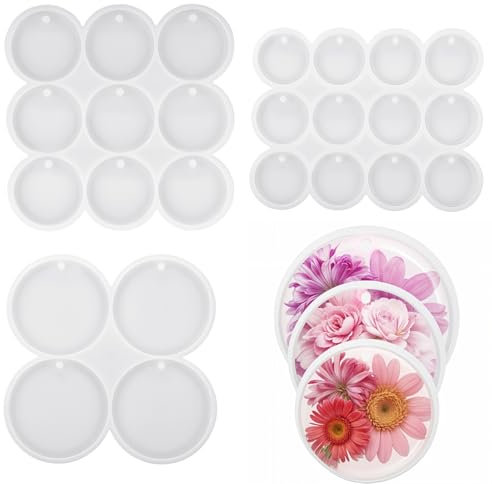 3 Stück Epoxidharz Silikonformen Harz Formen Set Runde Silikon Form Schmuck Silicone Mold Mit 25 Hohlräumen Formen Mit Löchern Für Harz Für Diy Harzguss Ohrringe Anhänger Schlüsselanhänger（3 Stil）