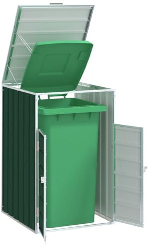 Festnight Habillage de Poubelle en Acier pour 1 poubelles Cache Poubelle Exterieur Rangement de poubelles de Jardin Hangar à poubelles-Vert-1 Poubelle