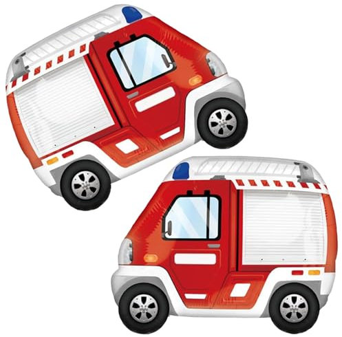 Feuerwehrauto Party Luftballons, 2 Stück Riesen Ballon Feuerwehrauto, Feuerwehrauto Geburtstag Luftballons, Party Folienballons Feuerwehrauto, fur Kindergeburtstag, Themenparty(D)