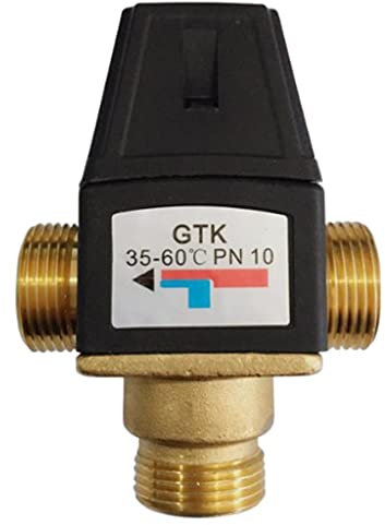 Vanne mitigeur thermostatique DN25 à 3 voies en laiton avec filetage mâle en laiton, pour chauffe-eau solaire (1 lot)