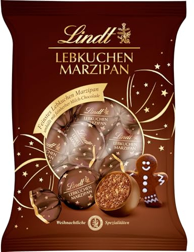 Lindt Schokolade | Lebkuchen Marzipan Kugeln Beutel | 100g | edle Pralinen gefüllt mit feiner Marzipancreme & würzigem Lebkuchen | edle Schokolade zur Weihnachtszeit