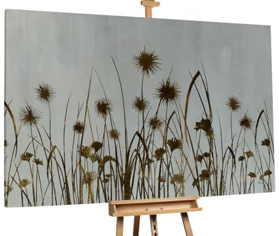 KunstLoft Ölgemälde 'Golden Stars' 180x120cm | Original Handgemalte Gemälde | Modern | Grau | Leinwand-Bild Ölgemälde einteilig groß | Modernes Kunst Ölbild