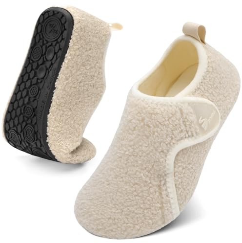 Spesoul Slippers for Women Men Rubber Soles House Slippers Indoor House Shoes Slip On Slipper Socks for Home Bedroom Swollen Edema Feet 7.5-8.5 Women/6-7 Men