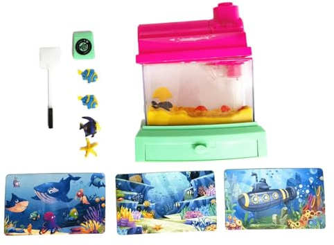Stgfyxgs Mini Aquarium Angelspiel Aquarium Spielzeug Kinder Spiel Spielzeug Elektrisches Tischspiel mit Led Beleuchtung Einfüllöffnung Und Bedienfeld aus für , Rosa