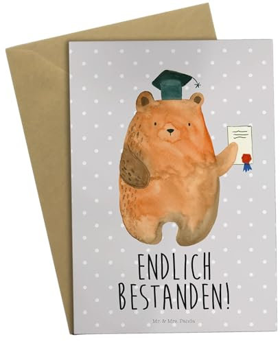 Mr. & Mrs. Panda Grußkarte Bär Prüfung - Geschenk, Teddy, Abschlusszeugnis, Glückwunschkarte, Prüfung bestanden, Ansichtskarten, Einladungskarte,