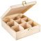 Creative Deco Große Teebox Holz aus Natürliches Kiefernholz | 23,5 x 20,5 x 7,5 cm | Teekiste mit 9 Fächer und Deckel | Tee-Organizer | Perfekte für Decoupage, Dekoration Lagerung der Teebeutel