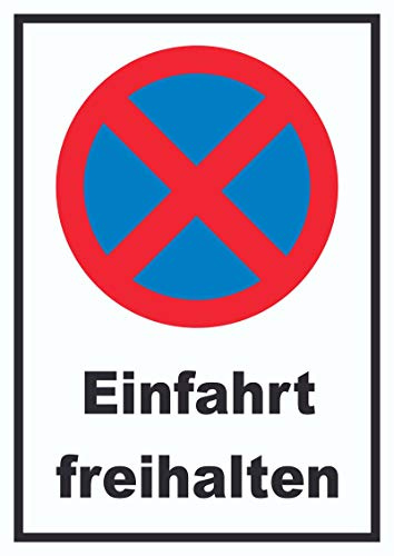 Parken verboten Einfahrt freihalten Schild A5 Rückseite selbstklebend