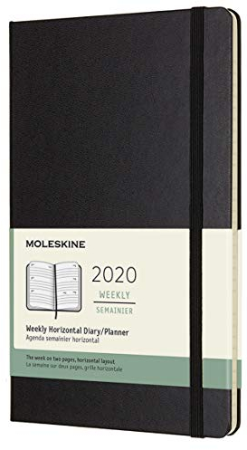 Moleskine Wochenkalender, Taschenkalender, 12 Monate, 2020, Large, A5, Horizontal, Hard Cover, Schwarz