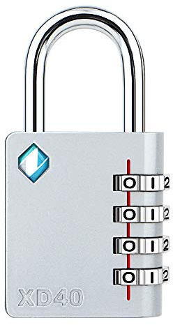 ZARKER XD40 Petit et Robuste Cadenas à Combinaison à 4 Chiffres pour Valise, Casier, Salle de Sport, Portail, Cabanon, Boîte à Outils, Porte avec Code - Gris 1 paquet