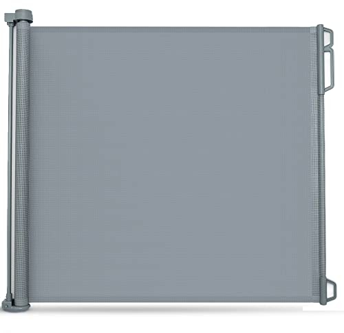 Callowesse® Air Retractable Traphek 0-130cm (110cm Baby Safety Gate) Gemakkelijk Met Eén Hand Te Openen, Stil Intrekbaar Veiligheidshek (Grijs)