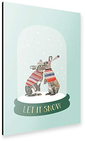artboxONE Alu-Print 30x20 cm Schneekugel let it Snow von Künstler Claudia Schön