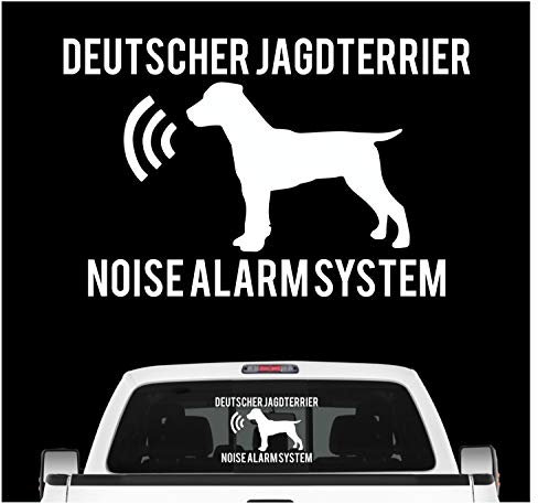 siviwonder Deutscher Jagdterrier Noise Alarmsystem Auto Aufkleber Hund Folie DJT German Farbe Weiß, Größe 10cm