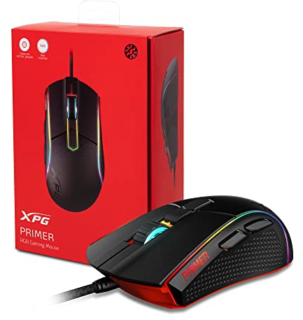 XPG Primer Gaming-Maus - Komfortable Gaming-Maus mit 12.000 DPI Optik-Sensor, Schwarz, Primer-BKCWW