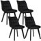 EUGAD Esszimmerstühle 4er Set, für Wohnzimmer Küche Esszimmer, Küchenstühle gepolstert mit Rückenlehne, Sitzfläche aus Samt, mit Holzbeinen, bis 150 kg belastbar, Schwarz
