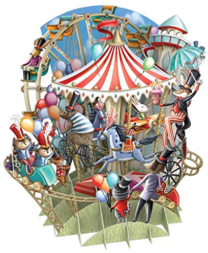 Paper D'Art Top of the World Pop-Up-3D-Grußkarte - Tier-Vintage-Cartoon-Pop-Up-Grußkarte - Geburtstag - Feierkarte