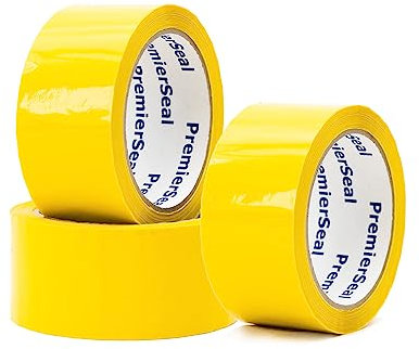 MAX SOLUTIONS Low Noise 50MM x 66M Coloured Packaging Tape for Parcels and Boxes Heavy Duty Coloured Box Packing Tape Provides a Strong, Secure and Sticky Seal for your Boxes (Yellow, 1 Tape)