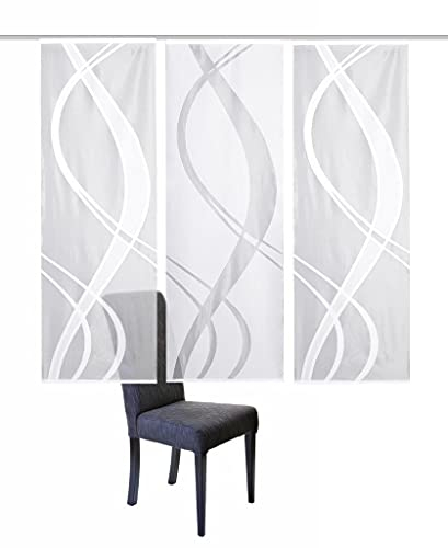 HOME WOHNIDEEN 3er-Set Schiebegardinen TIBASO, Jacquard-Stoff, Farbe: Weiß, Maße:, Größe:175x57 cm