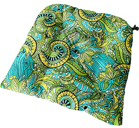 Stuhlkissen mit Bändern 2er Set, Chickw1 Exotisch Sitzkissen Gefüllt Dekokissen Zierkissen Gartenkissen für Gartenstuhl, Küche oder Esszimmerstuhl Indoor und Outdoor (Grünes Blatt,40x40cm)