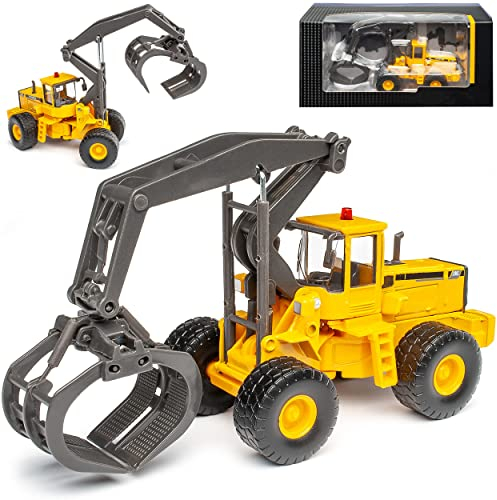 Cararama Volvo L180C Holzgreifer Radlader Baufahrzeug H0 1/87 Modell Auto mit individiuellem Wunschkennzeichen