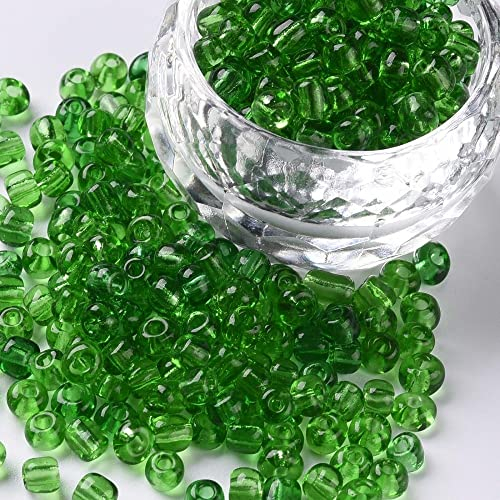 1100 cuentas de cristal de 4 mm, 6/0, cuentas de pony transparentes, para niños (verde oscuro transparente)