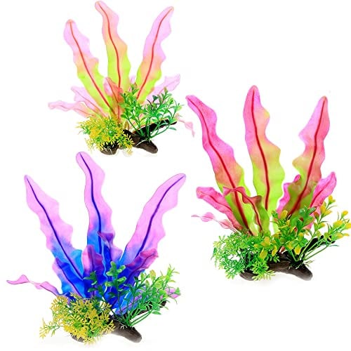CENPEK 3-teilige Aquarium-Dekorationen, Aquarienpflanzen, künstliche Algen-Simulations-Kunststoff-Dekorationen für Heim- und Büro-Aquarien-Dekoration