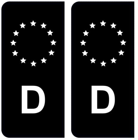 HADEXIA Aufkleber, Nummernschild, D, Deutschland, EU, Schwarz