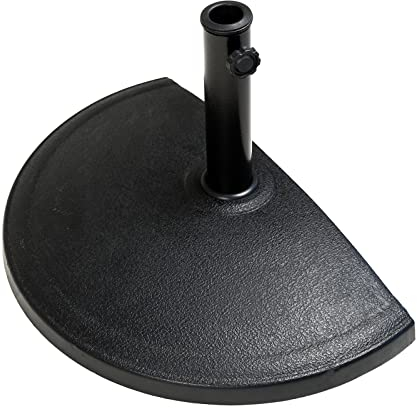 Helios&Hestia 15kg Half Round Resin Garden Parasol Base, Heavy Duty Stand Weight for Patio Outdoor Market Umbrella against the Wall, Black