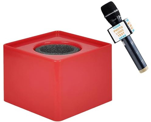 Qiqule Custom Triangle Interview Karaoke Microphone Logo (Red Square)