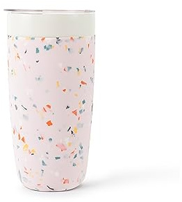 W&P Porter Insulated Tumbler 20 oz | No Metallic Aftertaste Ceramic Coated for Water, Coffee, & Tea | Wide Mouth Vacuum Insulated | Dishwasher Safe, Blush Terrazzo