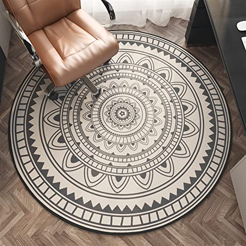 Heavyoff Runden Bürostuhlunterlage Bodenschutzmatte Bodenmatte Stuhlunterlage Kratzfest rutschfest für Hartböden Parkett Laminat Vinylboden und Fliesenboden, Beige, 80cm