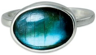 Blauer Labradorit Ring Damen 925 Sterling Silber Handgefertigter Schmuck (49 (15.6))