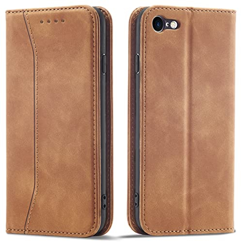 OKZone Compatible with iPhone 6S / 6 Case, Leather Flip Foldable Card Slots Stand Function (Khaki)