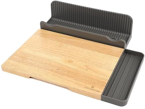 Schneidebrett aus Holz mit Auffangschale & Ablage im Set - Massiv - 43 x 36 cm groß