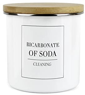 Purely Home Minimalist Range Bicarb Storage Canister - White Metal Enamel Kitchen And Bathroom Storage Container