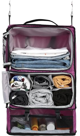 Surblue Mensole Sospese Borsa da Viaggio Cubo di Imballaggio a Compressione per Valigia Pieghevole con Strato di Estensione Ampia Capacità Viola XXL
