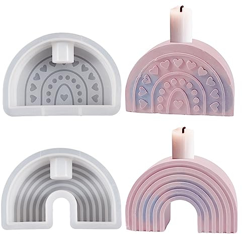 2 Stück Silikonform Kerzenhalter Kerzenhalter Form Regenbogenbrücken Kerzenforme Gießform Kerzenhalter Silikonform Teelichthalter DIY Kerzenhalter Herstellung Werkzeuge für Kerzenständer Tablett (A)