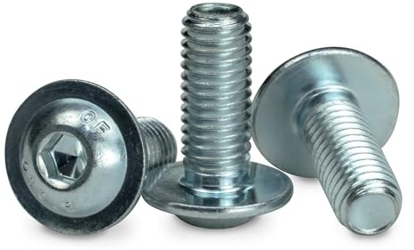 25 viti a testa bombata con flangia e esagono incassato – zincate, viti antiruggine, viti a testa piatta, viti a testa piatta, viti a testa tonda (M5 x 10)