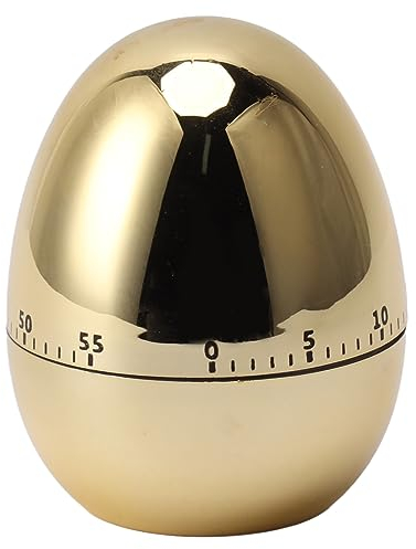 Eieruhr Mechanisch 60 Minuten Ei Timer Zeitmesser Eiförmige Eieruhr Kochwecker Zum Kochen, Lernen, Yoga Übungen (Gold)