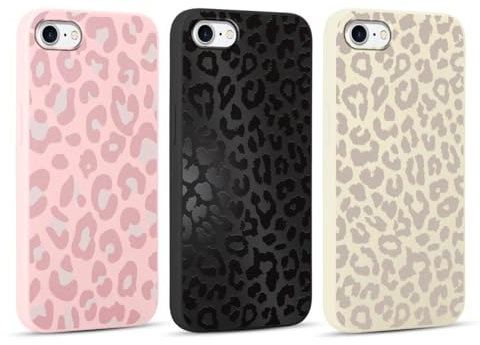 RUMDEY Schutzhülle für iPhone 7/8/SE 2020/SE 2022, 11,9 cm (4,7 Zoll), Leoparden-Design, weiches Silikon, dünn, TPU, stoßfest, schützend, für Damen und Mädchen, 3 Stück
