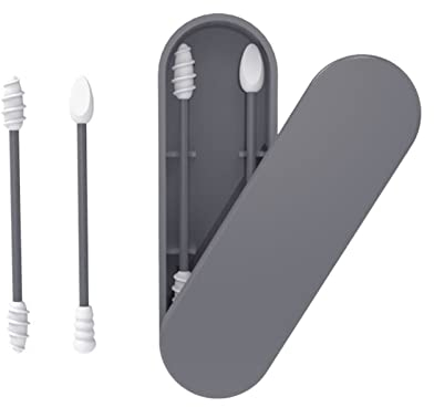 mingqian Silikon Wattestäbchen Stick Wiederverwendbare tragbare und reigbare Ohr Q-Tip Grobe Reibung Wattestäbchen für Ohrreigung Make-up 2 Stück
