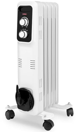 Suinga Radiatore olio 5 elementi, 1000 W, 3 potenze di calore - Bianco