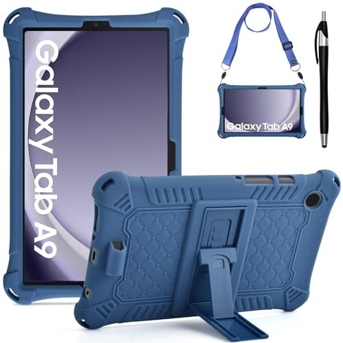 KATUMO Funda para Samsung Galaxy Tab A9 8,7-Pulgadas (SM-X110/ X115/ X117),Silicona a Prueba Funda Niños para Galaxy Tableta A9 8,7- Pulgadas Cover,con Cinturón de Hombro y Pluma Táctil