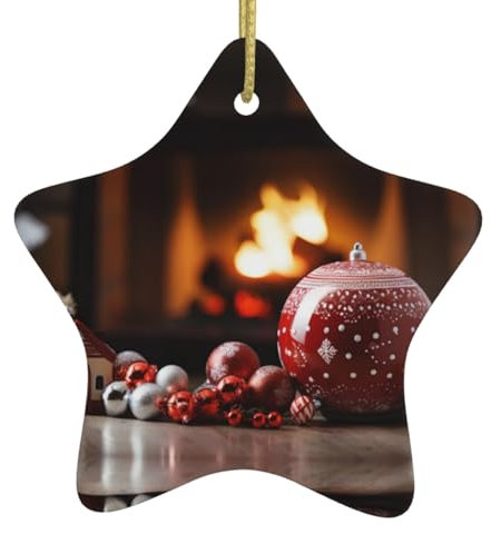 Adornos de Navidad para chimenea de invierno, decoraciones de Navidad, adornos colgantes de árbol de Navidad, regalo festivo de cerámica en forma de estrella, regalo de recuerdo festivo para